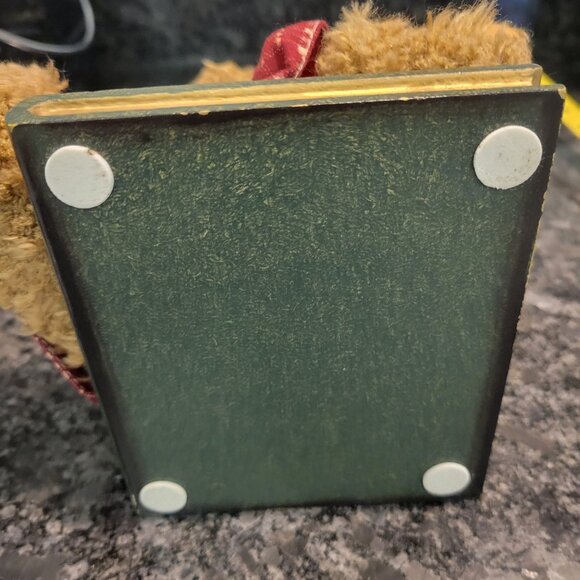 Vintage Teddy Bear Bookend - Red Gingham Dress & Bow Holding an Apple - Picture 12 of 16
